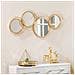 Decorazione Murale 3d In Metallo, Wall Art A Cerchi Con Specchi 107x56cm, Oro - Foto miniatura 2