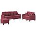 Set Di Divani 3 Pz Con Cuscini Rosso Vino In Tessuto - Foto miniatura 2