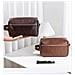 Borsa Da Toilette Da Uomo, Borsa Da Viaggio In Pelle Pu Con Manico Darkbrown - Foto miniatura 4