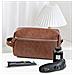 Borsa Da Toilette Da Uomo, Borsa Da Viaggio In Pelle Pu Con Manico Darkbrown - Foto miniatura 5