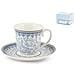 Set 2 tazze caffe' con piattino Blue Dream in porcellana bianca decorata blu 80 cc - Foto miniatura 1