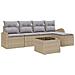 Set da Giardino 6 Pezzi  con Cuscini Rattan Polimerico Neri, Divano da Giardino 2 Posti  con Contenitore e Cuscini Beige in Poli Rattan - Foto miniatura 1