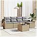 Set da Giardino 6 Pezzi  con Cuscini Rattan Polimerico Neri, Divano da Giardino 2 Posti  con Contenitore e Cuscini Beige in Poli Rattan - Foto miniatura 2