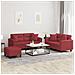 Set di Divani 3 pz con Cuscini Rosso Vino in Similpelle - Foto miniatura 2
