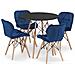 Tavolo rotondo nero KOVA 80 con 4 sedie blu navy WAKO - Foto miniatura 1