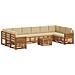 Set divani 11 pcs Naturale e Beige Legno di Acacia Massello - Foto miniatura 1