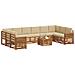 Set divani 11 pcs Naturale e Beige Legno di Acacia Massello - Foto miniatura 3