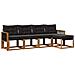 Set di divani da esterno con cuscino 5 pcs Naturale e Nero - Foto miniatura 1