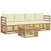 Set di divani da esterno 5 pcs Bianco e Crema Poliestere - Foto miniatura 1
