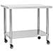 Tavolo Da Lavoro Cucina Con Ruote 80x60x85 Cm In Acciaio Inox - Foto miniatura 1