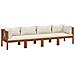 Divano Da Giardino A 4 Posti Con Cuscino Crema Massello Acacia - Foto miniatura 1