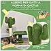Albero Per Gatti A Forma Di Cactus Con Tiragraffi E Pallina Da Gioco, 35x31x55.5 Cm, Verde E Bianco - Foto miniatura 2