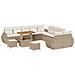 Set di divani da giardino  13 pezzi con cuscini beige in polyrattan e acacia, Set da pranzo da giardino  3 pezzi con cuscini beige in polyrattan e acacia - Foto miniatura 1
