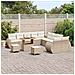 Set di divani da giardino  13 pezzi con cuscini beige in polyrattan e acacia, Set da pranzo da giardino  3 pezzi con cuscini beige in polyrattan e acacia - Foto miniatura 3