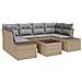 Set divano 7 pezzi giardino con cuscini beige polyrattan - Foto miniatura 1