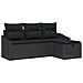 Set Divano da Giardino di 4 Pezzi con Cuscini Nero Poly Rattan - Foto miniatura 1