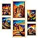 Set Di 6 Stampe Terra Dipinta A Olio. Illustrazioni Di Monumenti E Città In Stile Fotografico A Colori. A3 & A4 Telaio In Legno Chiaro - Foto miniatura 1