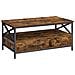 Tavolino da caffè rustico marrone con cassetti e ripiano per soggiorno - Foto miniatura 1