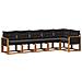 Set di divani da esterno con cuscino 6 pcs Naturale e Nero - Foto miniatura 1