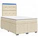 Letto Box Spring LED con Materasso Crema 120 x 190 cm Tessuto - Foto miniatura 1