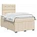 Letto Box Spring LED con Materasso Crema 120 x 190 cm Tessuto - Foto miniatura 3
