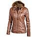 cappotto Da Moto Corto con cappuccio Marrone Xl - Foto miniatura 1