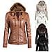 cappotto Da Moto Corto con cappuccio Marrone Xl - Foto miniatura 4