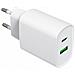 Dual Port Power Adapter 18w, Usb-a & Usb-c, Qc 3.0 & Pd (max. 18w) - White - Foto miniatura 1