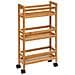 Carrello Stretto Da Cucina In Bamboo Tre Ripiani Con Ruote 36x15x H74,5 Cm - Foto miniatura 2