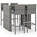 Set Bar Da Giardino 5 Pz Con Cuscini In Polyrattan Grigio - Foto miniatura 1