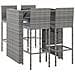 Set Bar Da Giardino 5 Pz Con Cuscini In Polyrattan Grigio - Foto miniatura 7