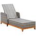 Lettino Prendisole Polyrattan E Legno Massello Di Acacia Grigio - Foto miniatura 6
