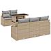 Set da Giardino 6 Pezzi con Cuscini Beige in Rattan - Foto miniatura 1
