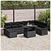 Set Divano da Giardino 9 Pezzi con Cuscini in Polyrattan Nero - Foto miniatura 2