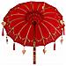 Parasol con Base Rosso e Marrone 250 cm Cotone e Legno - Foto miniatura 8