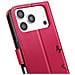 Custodia A Portafoglio Per Iphone 17 Pro Max Premium Design Fiori Farfalla, Rosso - Foto miniatura 3