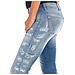 Pantaloni Lunghi In Denim Effetto Consumato E Strappato 10dbf0598 Donna - Foto miniatura 3