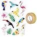 12 Adesivi 3d Uccelli Tropicali 6 Cm + Washi Tape Dorato 5 M - Foto miniatura 1
