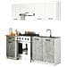 Set Armadi da Cucina OLIWIA, 5 Pezzi, 180x46x203 cm, Colore Bianco e Grigio Cemento - Foto miniatura 1