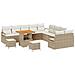 Set di divani da giardino  13 pezzi con cuscini Beige Polirattan Acacia, Divano da giardino  2 posti con cuscini Beige Polirattan, Set da pranzo da giardino  3 pezzi con cuscini Beige Polirattan Acacia - Foto miniatura 1
