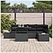 Set di Divani da Giardino 6 Pezzi con Cuscini Nero Polyrattan - Foto miniatura 3