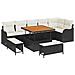 Set Divano da Giardino 9 Pezzi con Cuscini in Polyrattan Nero Acacia,  Divano da Giardino 2 Posti con Ripostiglio e Cuscini in Polyrattan Nero,  Set da Pranzo da Giardino 3 Pezzi con Cuscini in Polyrattan Nero Acacia - Foto miniatura 1