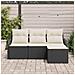 Set Divano da Giardino di 4 Pezzi con Cuscini Polirattan Nero, Divano da Giardino per 2 Persone con Ripostiglio e Cuscini Polirattan Nero - Foto miniatura 3