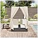 Doppio Lettino Prendi Sole con Tetto e Tendine Nero Polyrattan - Foto miniatura 3