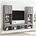 Mobili TV a Muro con LED 5pz Grigio Sonoma in Legno Multistrato - Foto miniatura 4