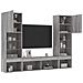 Mobili TV a Muro con LED 5pz Grigio Sonoma in Legno Multistrato - Foto miniatura 5