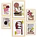 Set Di 6 Stampe Forma Particolare 2 In Dipinti Decorativi Estetici Astratti A Forma Di Fiore Per Il Tuo Soggiorno Di Casa A3 & A4 Telaio In Legno Chiaro - Foto miniatura 1