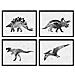 Set Di 4 Stampe Dinosauri Neri Di Dinosauri. Piatti Di Dinosauri Per Bambini Senza Cornice A4 - Foto miniatura 1