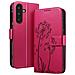 Custodia A Portafoglio Per Galaxy A56 / A36 Premium Design Fiori Farfalla, Rosso - Foto miniatura 5