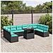 Set Divano da Giardino 11 pz 10-Numero di posti Nero e Blu - Foto miniatura 3